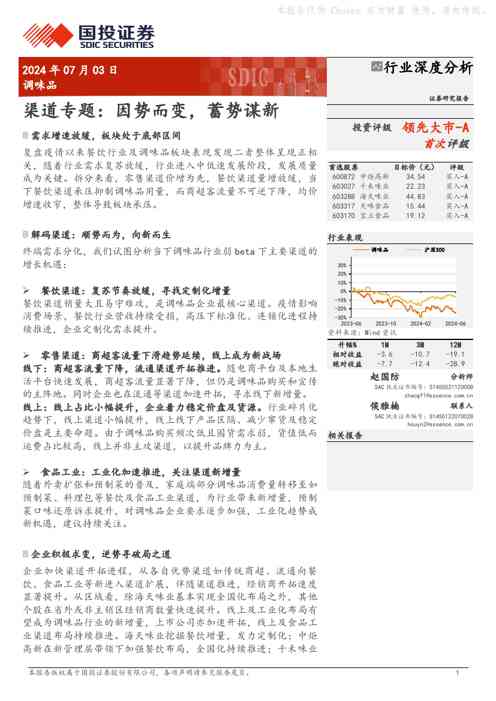 调味品行业深度分析:渠道专题:因势而变,蓄势谋新