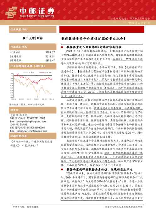 计算机：重视数据要素平台建设扩容的重大机会！