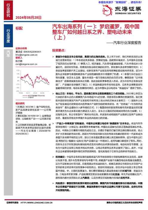 汽车行业深度报告：汽车出海系列（一），梦启暹罗，观中国整车厂如何越日系之界、塑电动未来（上）