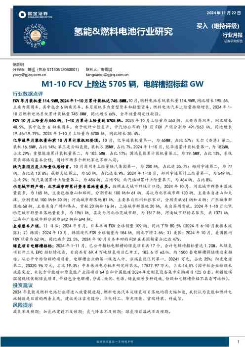 10 FCV上险达5705辆，电解槽招标超GW