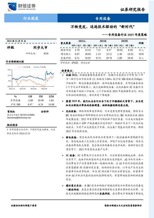 专用设备行业2025年度策略:万物竞发,追逐技术驱动的“新时代”