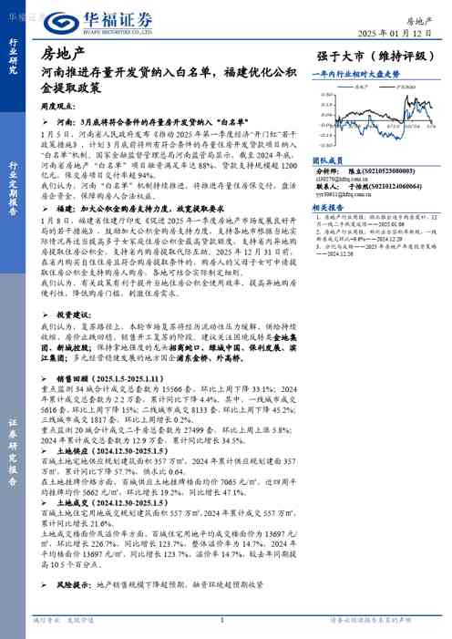 房地产行业定期报告:河南推进存量开发贷纳入白名单,福建优化公积金提取政策