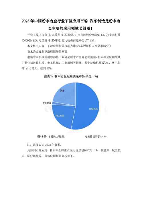 汽车制造是粉末冶金主要的应用领域【组图】
