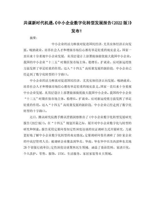 中小企业数字化转型发展报告（2022版）