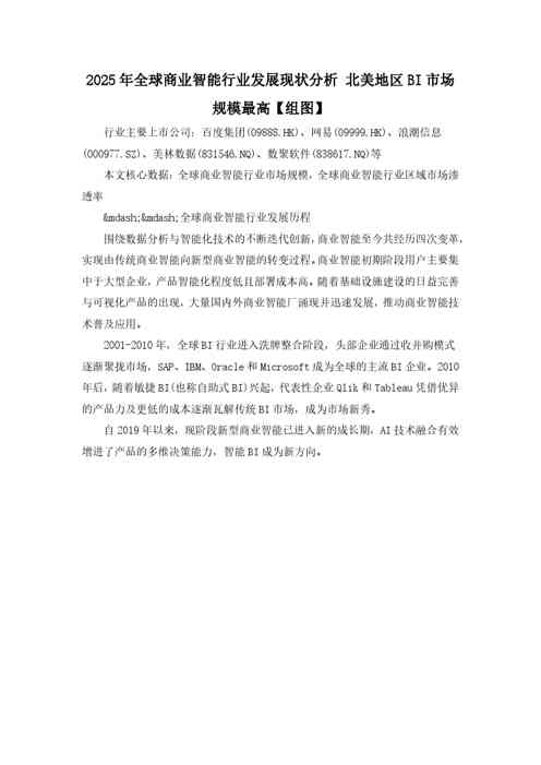 2025年全球商业智能行业发展现状分析