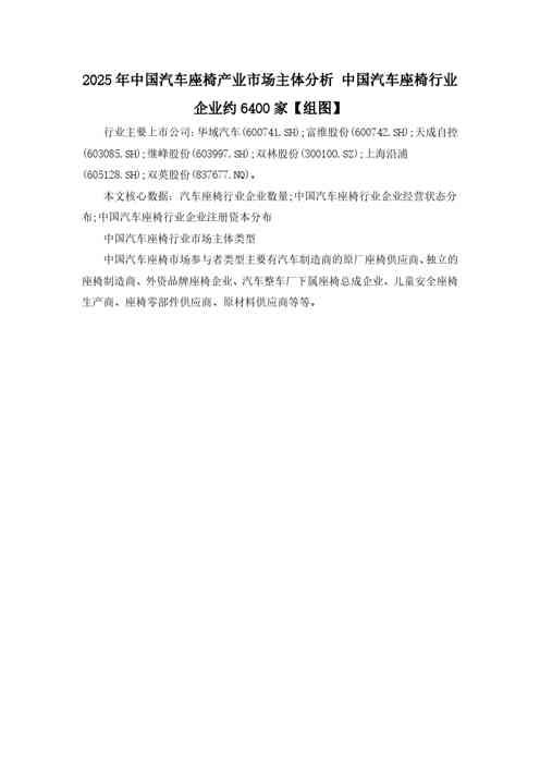 中国汽车座椅行业企业约6400家【组图】